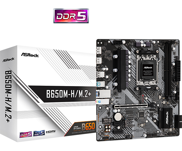 ASRock B350M-HDV bundkortet med dens boks