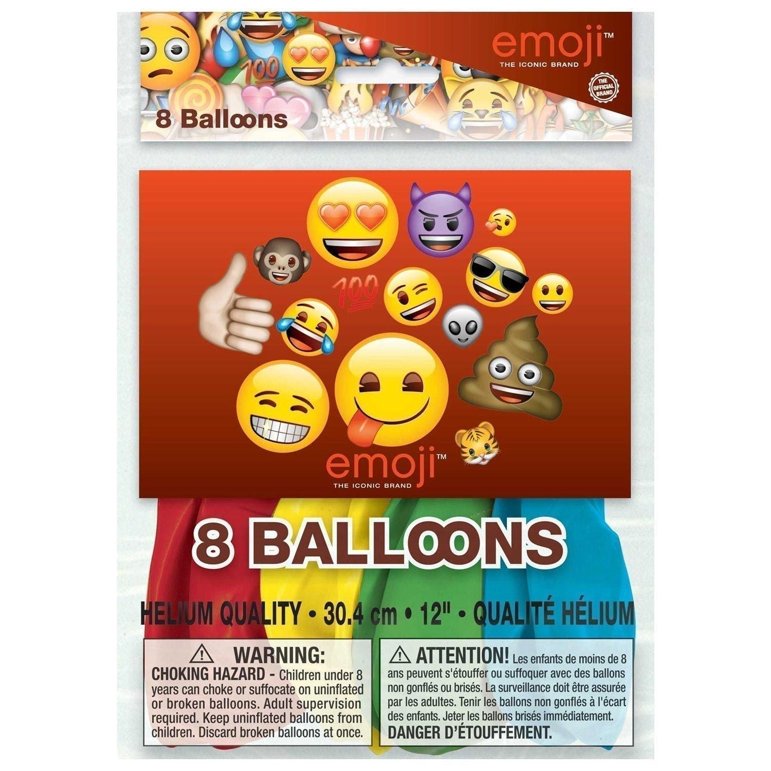 8 Stk. Store Emoji Balloner Ø 30 cm - HjemTek