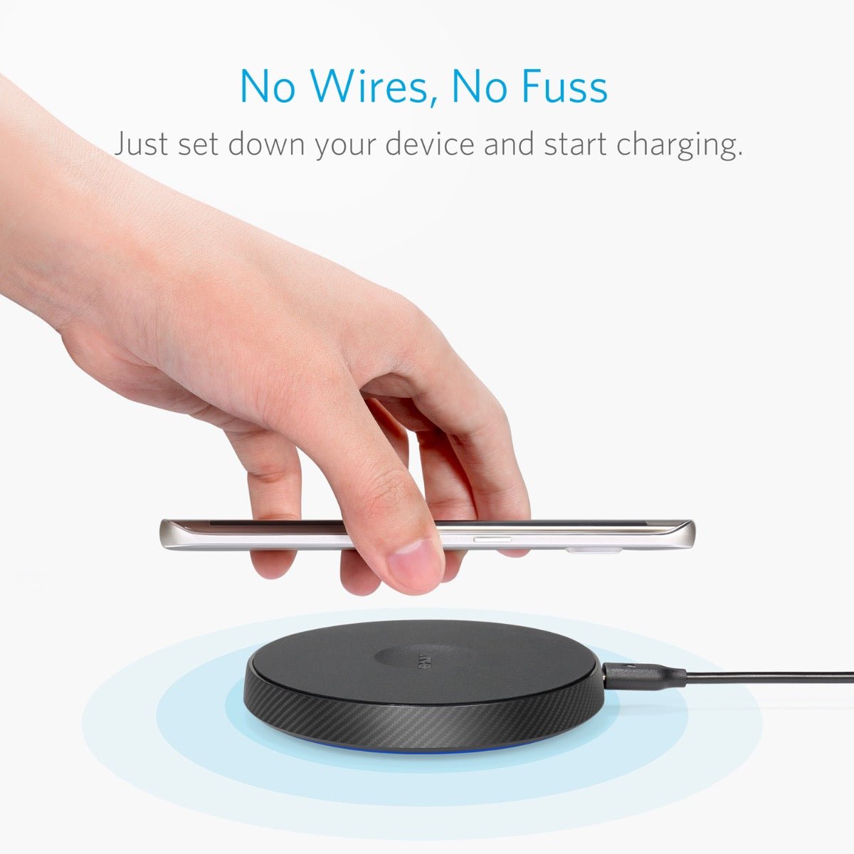 Anker PowerTouch 5W trådløs Qi oplader, Sort - HjemTek