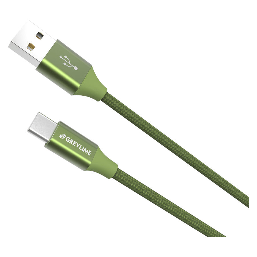 GreyLime Braided USB-A til USB-C Kabel Grøn 1 m -  fra GreyLime - nu kun 99 kr. Hos HjemTek 