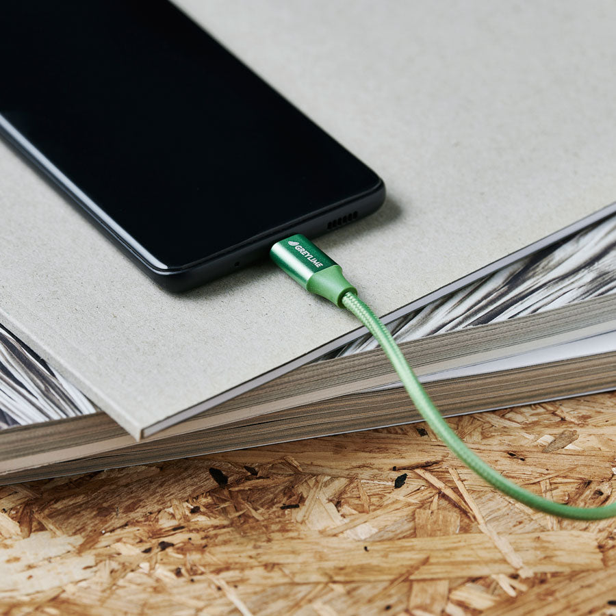 GreyLime Braided USB-A til USB-C Kabel Grøn 1 m -  fra GreyLime - nu kun 99 kr. Hos HjemTek 