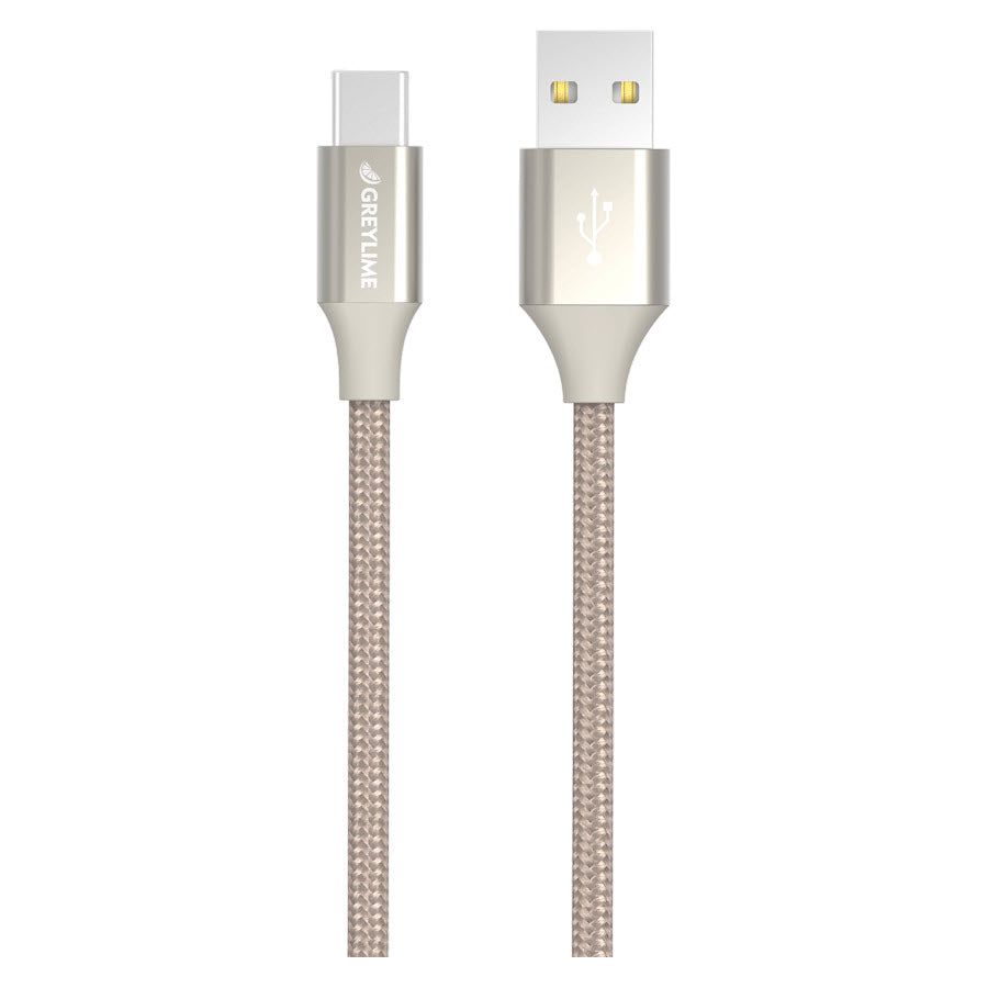 GreyLime Braided USB-A til USB-C Kabel Beige 2 m -  fra GreyLime - nu kun 119 kr. Hos HjemTek 