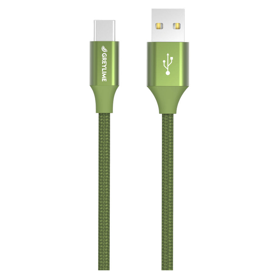 GreyLime Braided USB-A til USB-C Kabel Grøn 2 m -  fra GreyLime - nu kun 119 kr. Hos HjemTek 