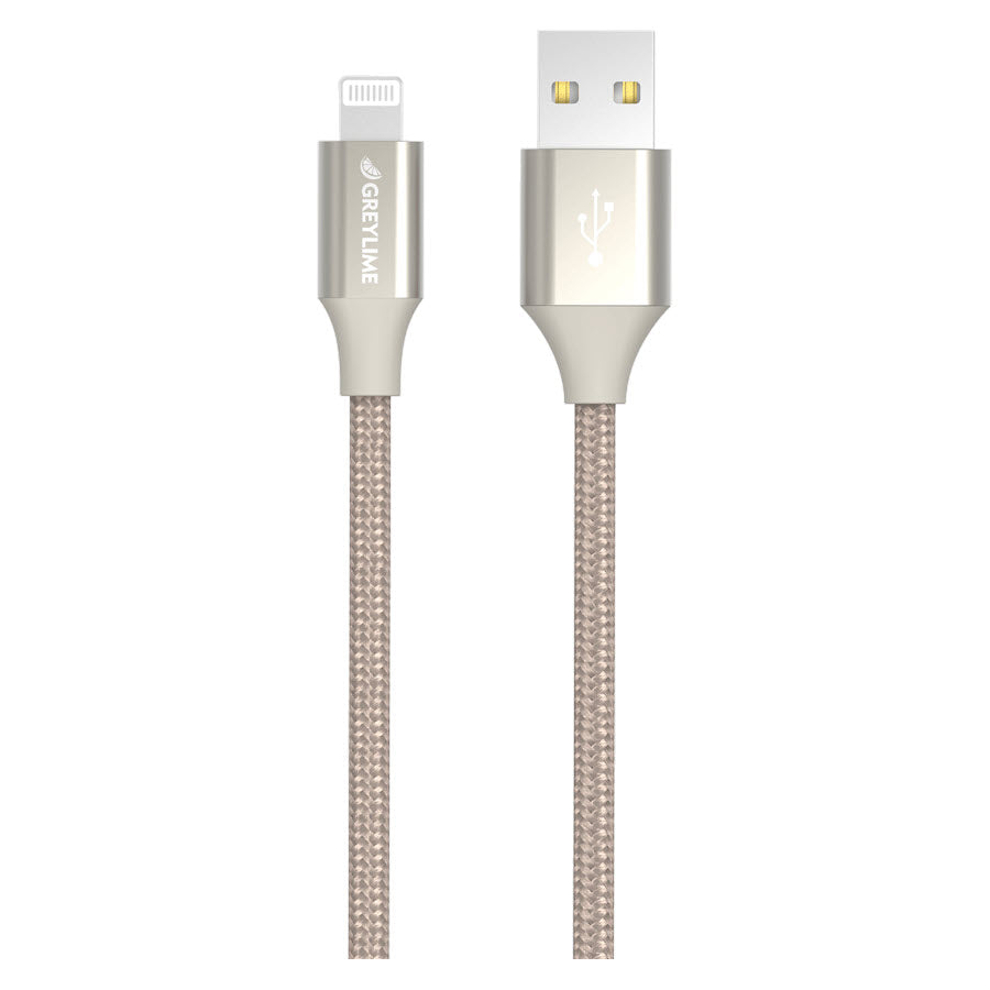 GreyLime Braided USB-A til MFi Lightning Kabel Beige 1 m -  fra GreyLime - nu kun 179 kr. Hos HjemTek 