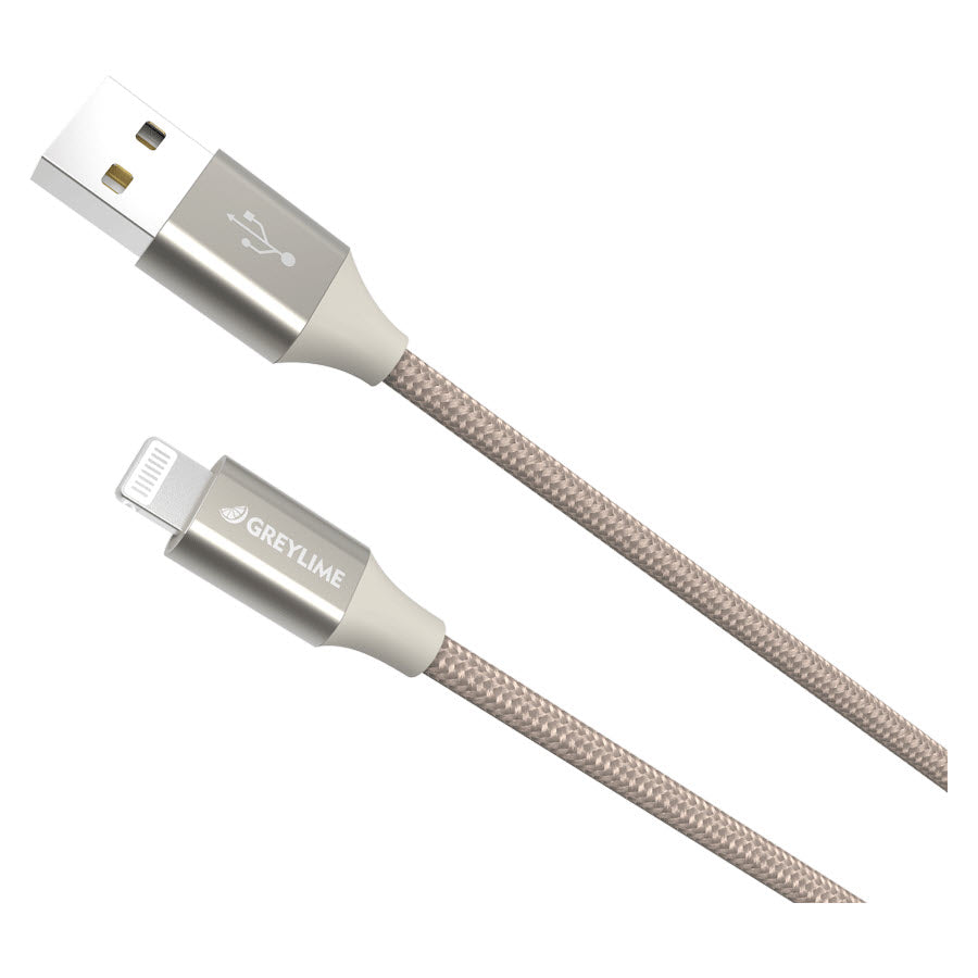 GreyLime Braided USB-A til MFi Lightning Kabel Beige 1 m -  fra GreyLime - nu kun 179 kr. Hos HjemTek 