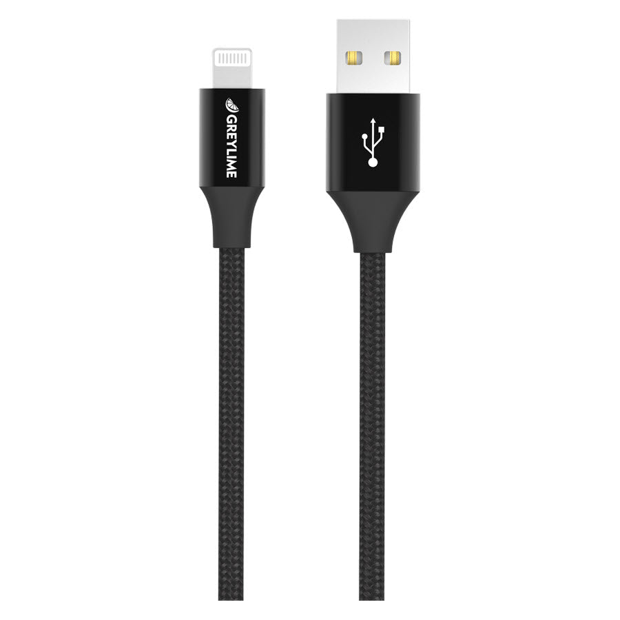 GreyLime Braided USB-A til MFi Lightning Kabel Sort 1 m -  fra GreyLime - nu kun 179 kr. Hos HjemTek 