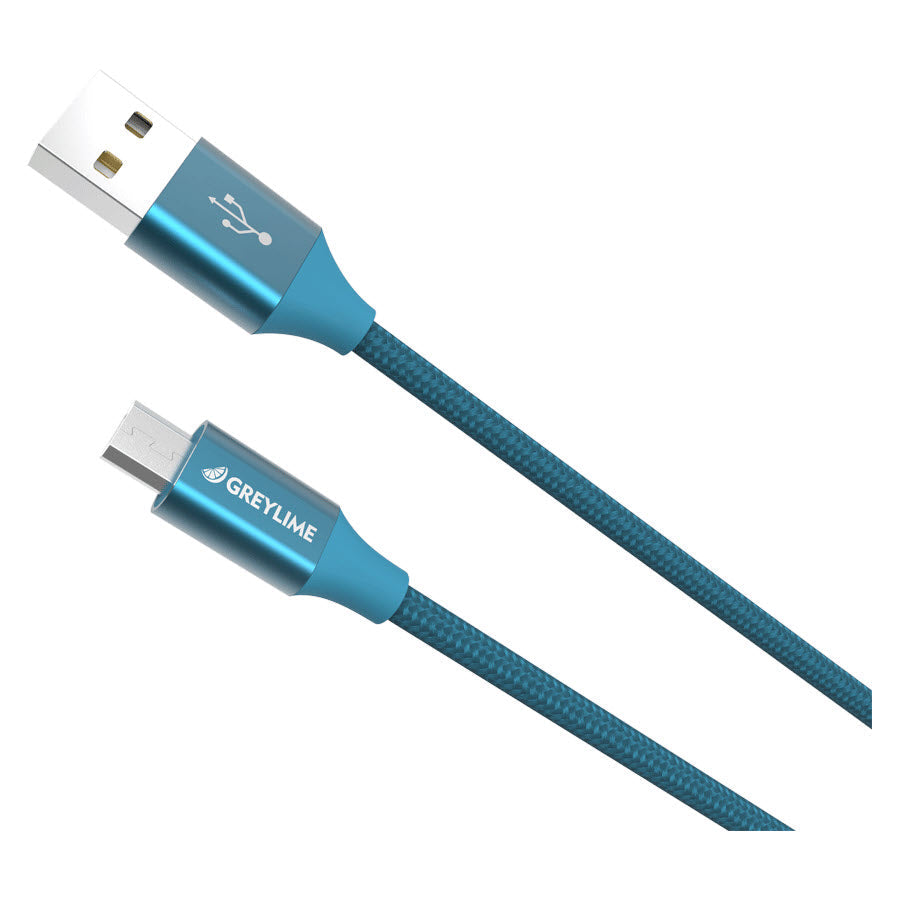 GreyLime Braided USB-A til Micro USB Kabel Blå 1 m -  fra GreyLime - nu kun 89 kr. Hos HjemTek 