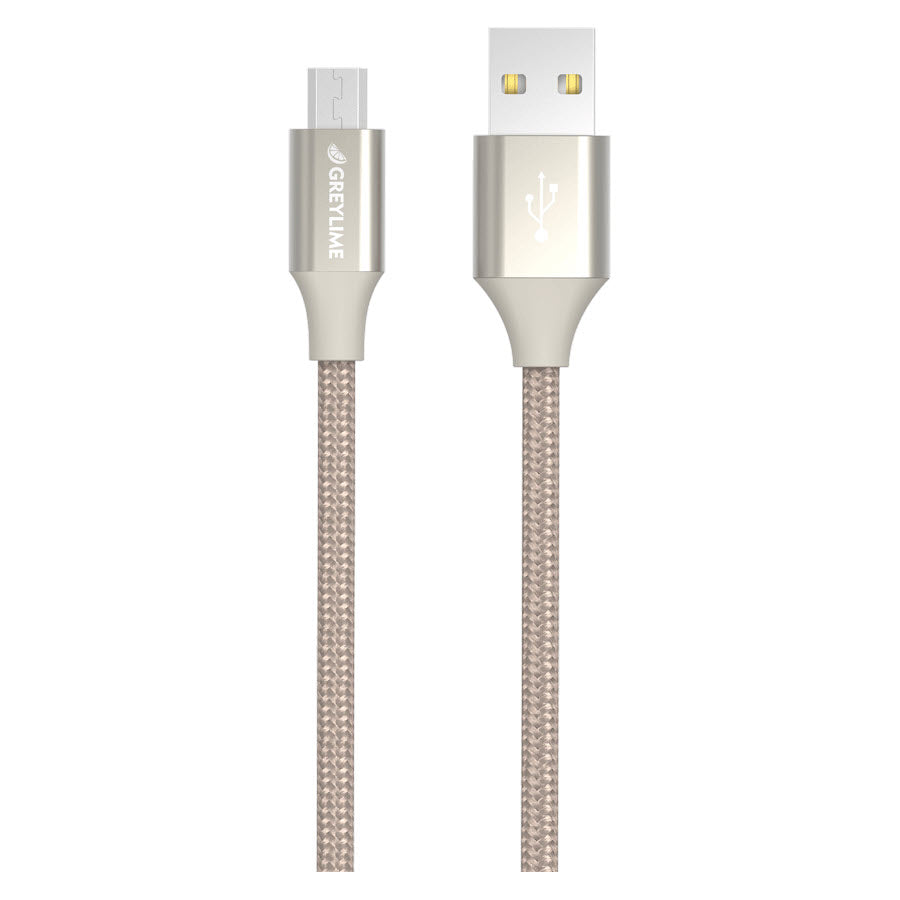 GreyLime Braided USB-A til Micro USB Kabel Beige 1 m -  fra GreyLime - nu kun 89 kr. Hos HjemTek 