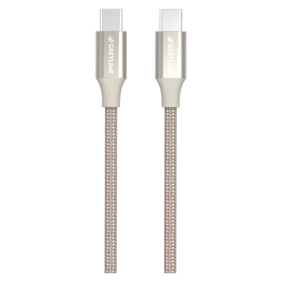 GreyLime Braided USB-C til USB-C 60W Kabel Beige 1 m -  fra GreyLime - nu kun 119 kr. Hos HjemTek 