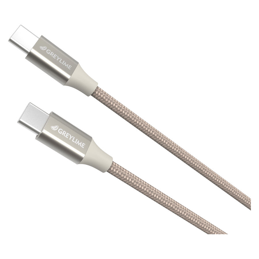 GreyLime Braided USB-C til USB-C 60W Kabel Beige 1 m -  fra GreyLime - nu kun 119 kr. Hos HjemTek 