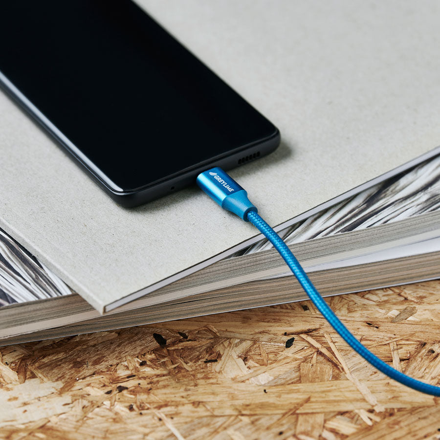 GreyLime Braided USB-C til USB-C 60W Kabel Blå 2 m -  fra GreyLime - nu kun 139 kr. Hos HjemTek 