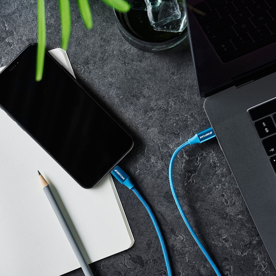 GreyLime Braided USB-C til USB-C 60W Kabel Blå 2 m -  fra GreyLime - nu kun 139 kr. Hos HjemTek 