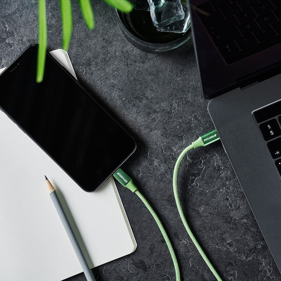 GreyLime Braided USB-C til USB-C 60W Kabel Grøn 2 m -  fra GreyLime - nu kun 139 kr. Hos HjemTek 