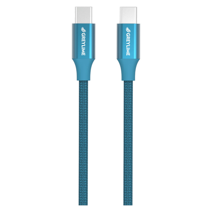 GreyLime Braided USB-C til USB-C Kabel Blå 2 m -  fra GreyLime - nu kun 119 kr. Hos HjemTek 