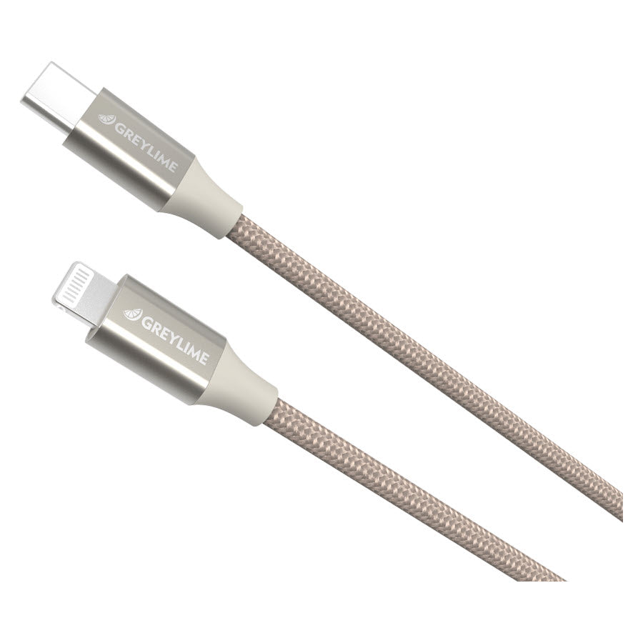 GreyLime Braided USB-C til MFi Lightning Kabel Beige 1 m -  fra GreyLime - nu kun 189 kr. Hos HjemTek 