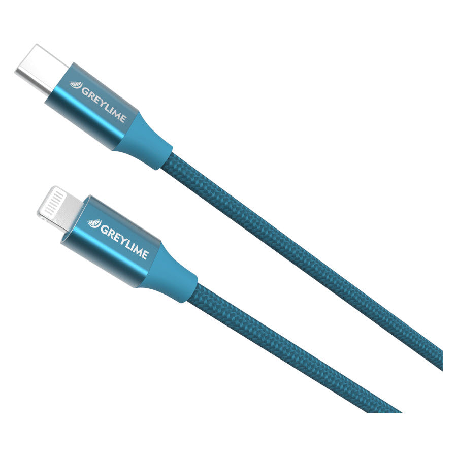 GreyLime Braided USB-C til MFi Lightning Kabel Blå 2 m -  fra GreyLime - nu kun 209 kr. Hos HjemTek 