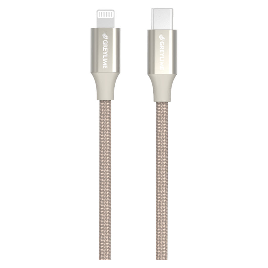 GreyLime Braided USB-C til MFi Lightning Kabel Beige 2 m -  fra GreyLime - nu kun 209 kr. Hos HjemTek 