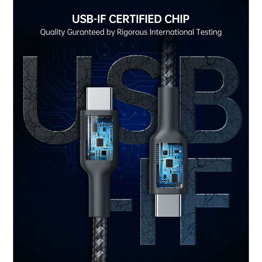 Choetech 1,2m USB-C - USB-C PD 60W Kabel, Sort - HjemTek