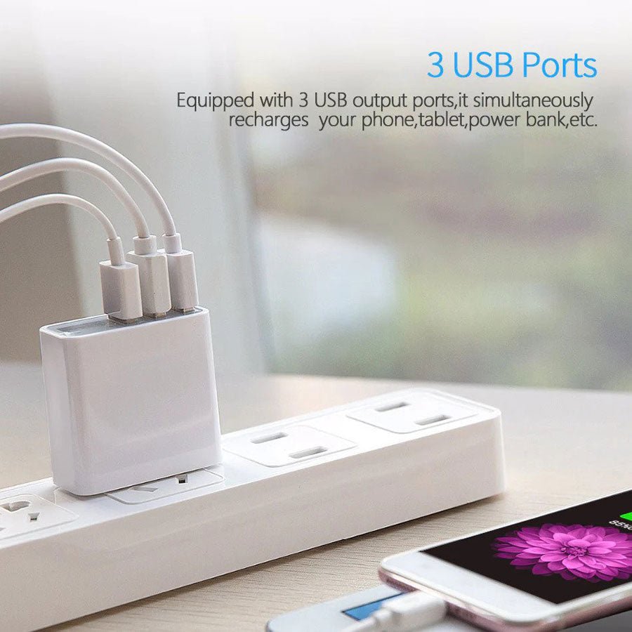 Choetech 15W 3-Port USB-A Vægoplader m. Display, Hvid - HjemTek