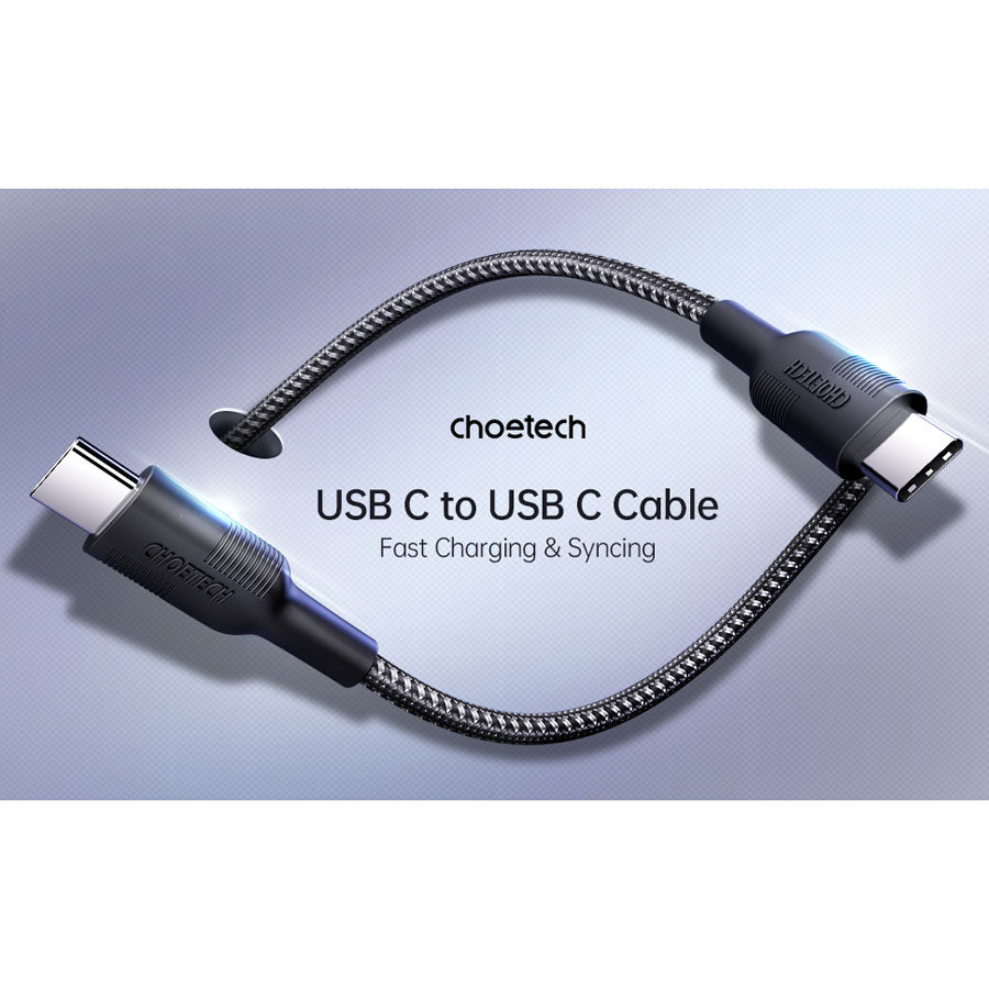 Choetech 2m USB-C - USB-C PD100W Kabel, Sort - HjemTek