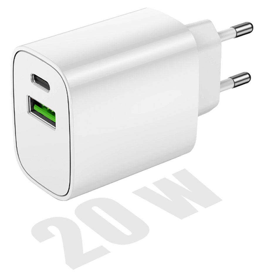 Forever 20W USB-C PD & QC Vægoplader, Hvid -  fra Forever - nu kun 139 kr. Hos HjemTek 