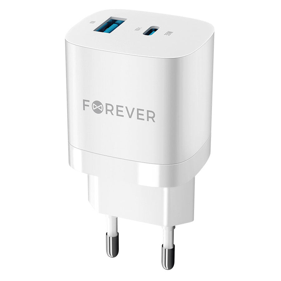 Forever 33W USB-C PD & QC GaN Vægoplader, Hvid -  fra Forever - nu kun 189 kr. Hos HjemTek 