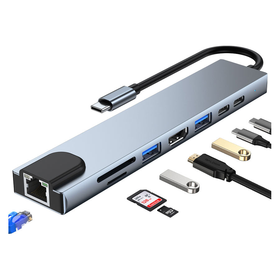 Lippa 8-in-1 87W USB-C PD 4K HDMI & Ethernet Hub -  fra Lippa - nu kun 419 kr. Hos HjemTek 