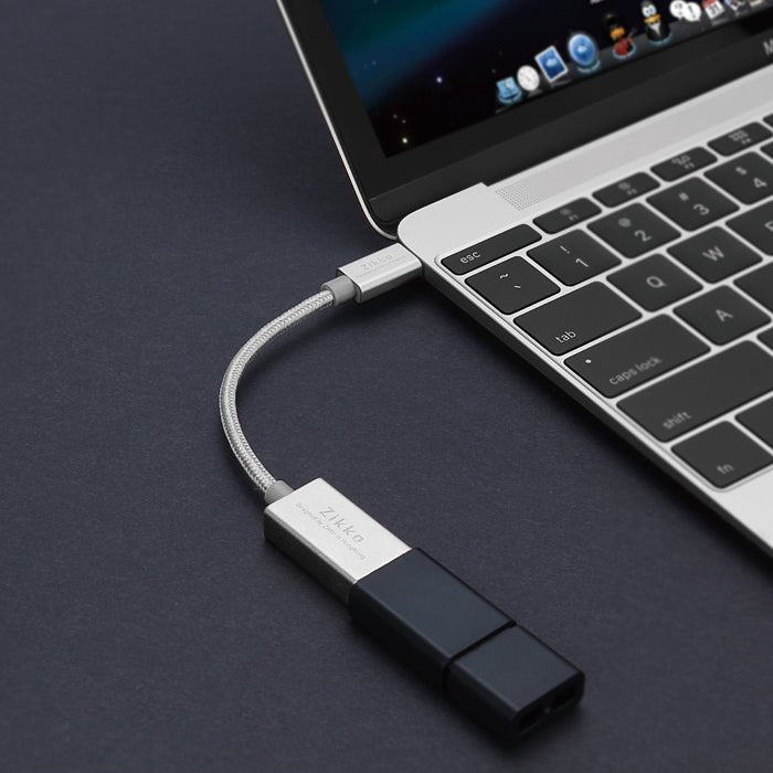 Zikko USB-C til USB-A hun-Adapter, Sølv - HjemTek